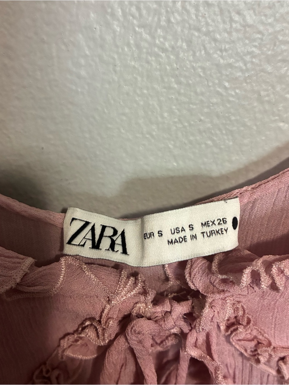Zara Semi Sheer Ruffle Tie Front Tank Top Size Small Fairycore Coquette Y2K Pink - Picture 4 of 6